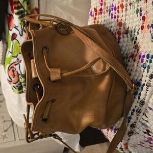 Baseballism leather drawstring bag